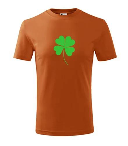Oranžové dětské tričko s čtyřlístkem