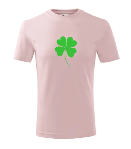 Růžové dětské tričko s čtyřlístkem