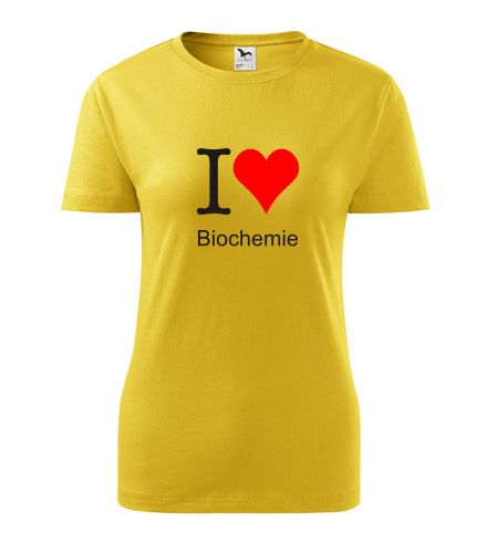 Žluté dámské tričko I love Biochemie