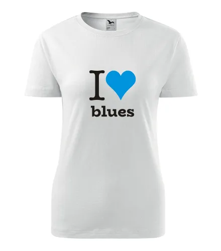 Bílé dámské tričko I love blues