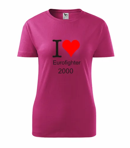 trička s potiskem Purpurové dámské tričko I love Eurofighter 2000 
