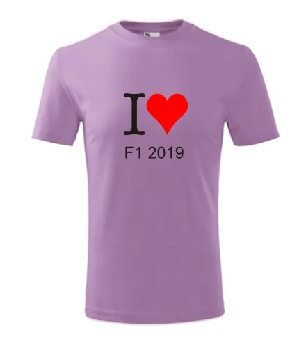 trička s potiskem Fialové dětské tričko I love F1 2019 