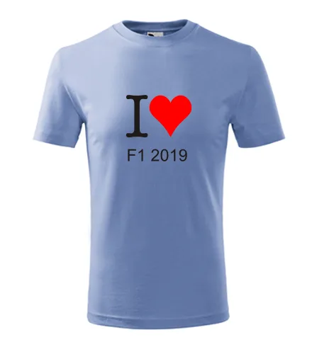 trička s potiskem Světle modré dětské tričko I love F1 2019 