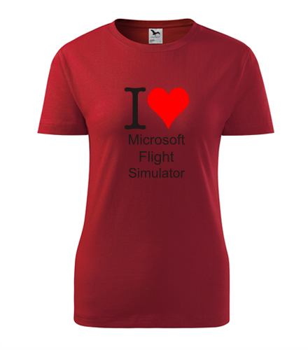 Červené dámské tričko I love Microsoft Flight Simulator
