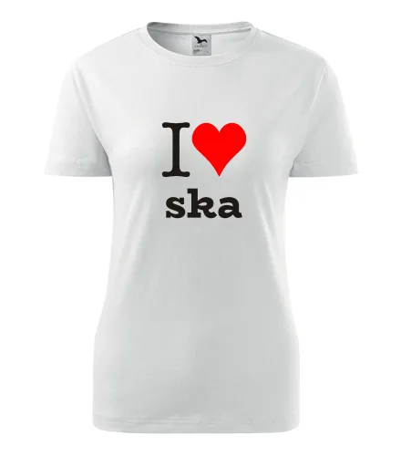 Bílé dámské tričko I love ska