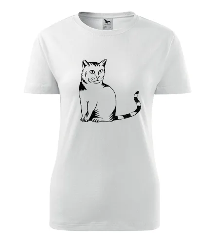 Bílé dámské tričko kočka divoká