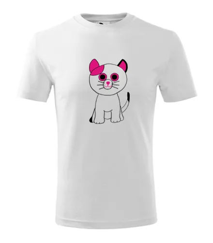 Bílé dětské tričko kočka plyšová