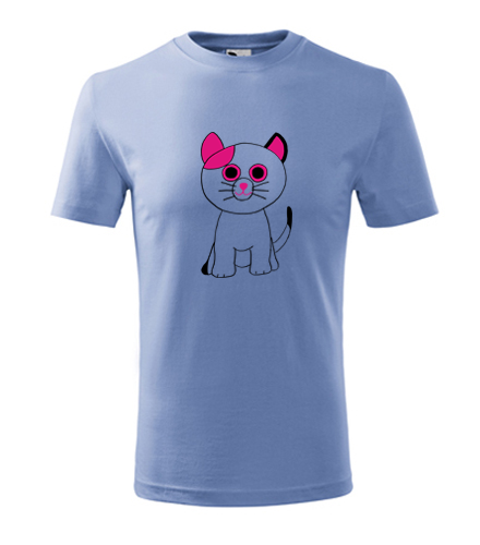 Světle modré dětské tričko kočka plyšová