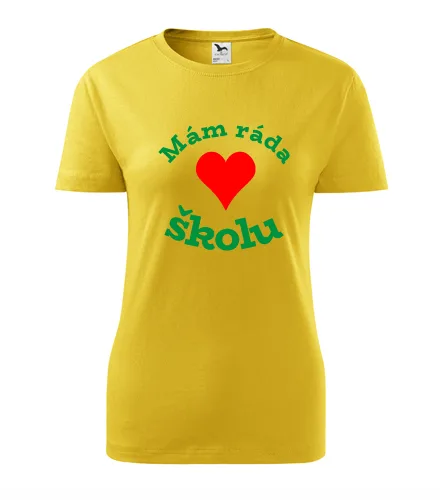 Žluté dámské tričko Mám ráda školu