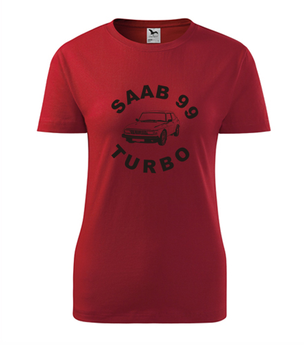 Červené dámské tričko Saab 99 Turbo