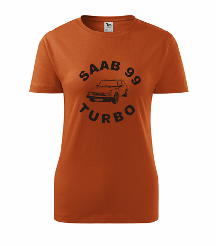 Oranžové dámské tričko Saab 99 Turbo