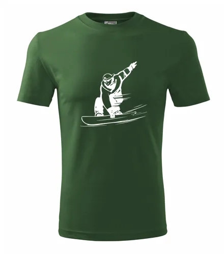 Lahvově zelené tričko snowboardista