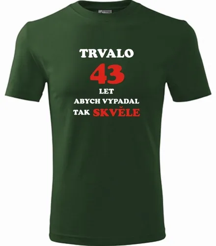trička s potiskem Lahvově zelené tričko trvalo 43 let 
