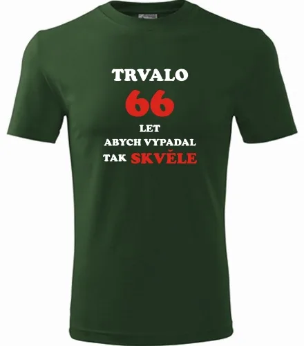trička s potiskem Lahvově zelené tričko trvalo 66 let 