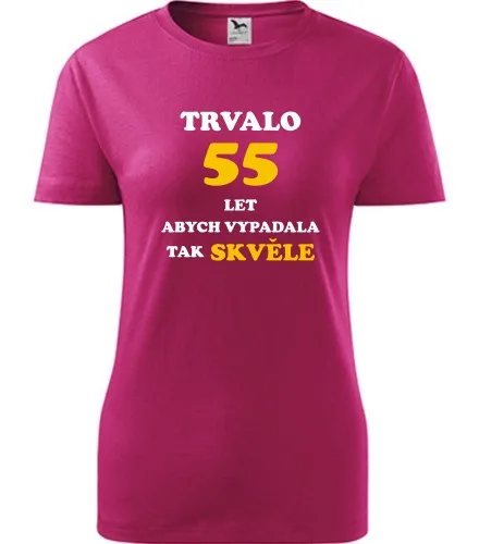 trička s potiskem Purpurové dámské tričko trvalo 55 let 
