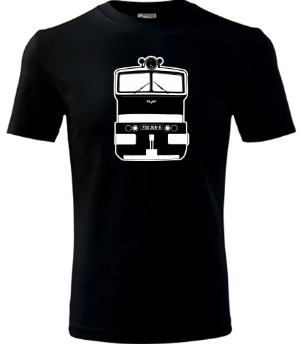 trička s potiskem Černé tričko s lokomotivou Brejlovec 750.308 