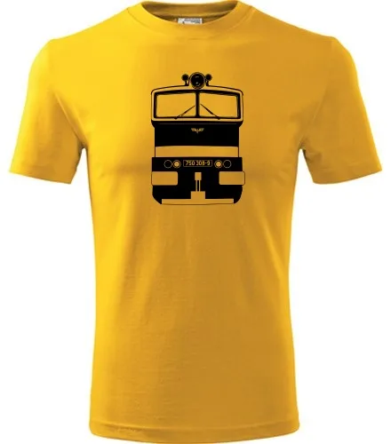 trička s potiskem Žluté tričko s lokomotivou Brejlovec 750.308 