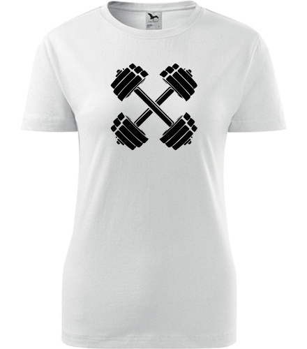 Bílé dámské tričko s činkami