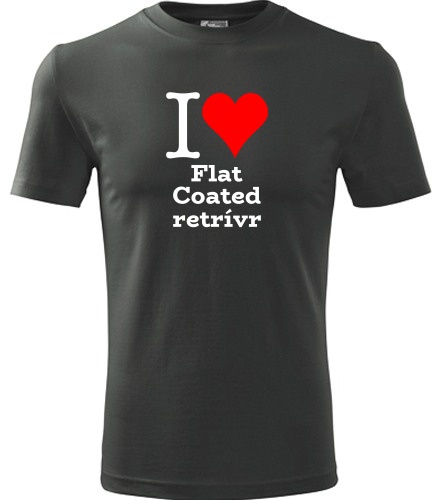 Grafitové tričko I love Flat Coated retrívr