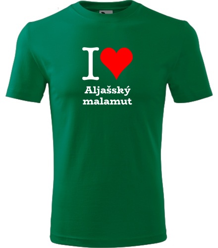Zelené dětské tričko I love Aljašský malamut