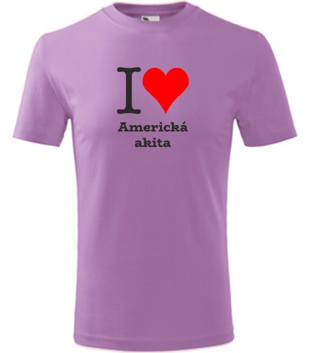 Fialové dětské tričko I love Americká akita