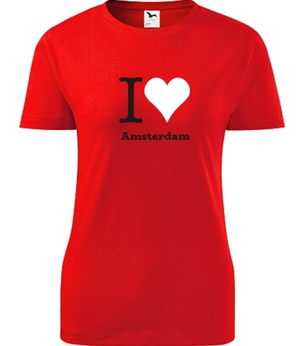 Červené dámské tričko I love Amsterdam