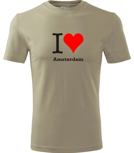 Khaki tričko I love Amsterdam