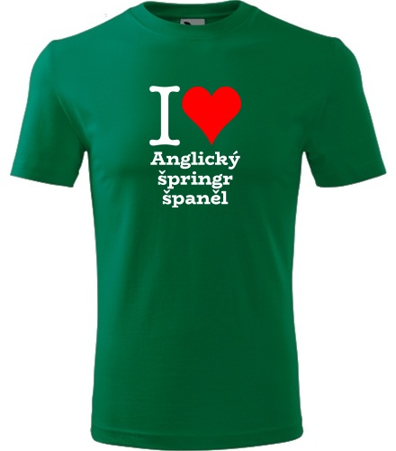 Zelené dětské tričko I love Anglický špringr španěl