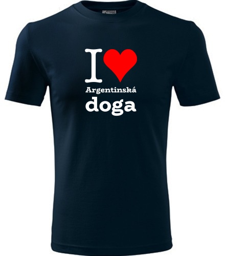 Tmavě modré dětské tričko I love Argentinská doga