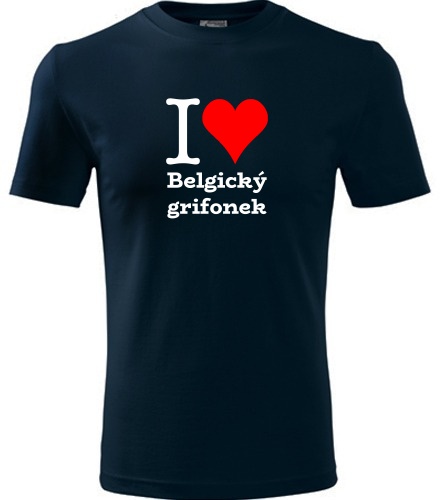 Tmavě modré tričko I love Belgický grifonek