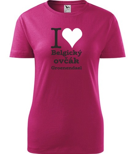 Purpurové dámské tričko I love Belgický ovčák Groenendael