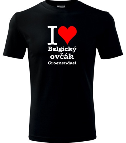 Černé dětské tričko I love Belgický ovčák Groenendael