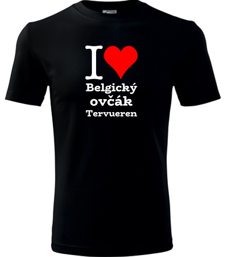 Černé dětské tričko I love Belgický ovčák Tervueren