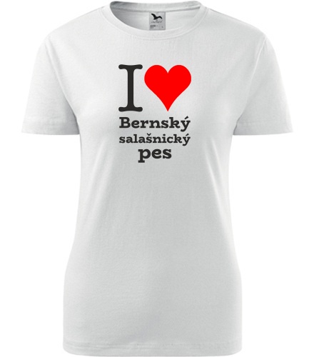 Bílé dámské tričko I love Bernský salašnický pes