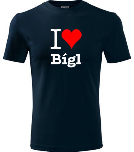 Tmavě modré dětské tričko I love Bígl
