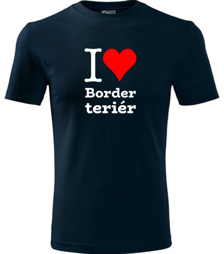 Tmavě modré dětské tričko I love Border teriér