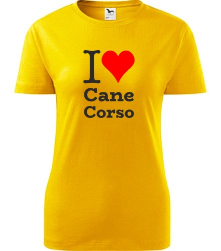 Žluté dámské tričko I love Cane Corso