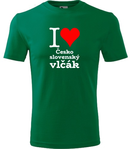 Zelené dětské tričko I love Československý vlčák