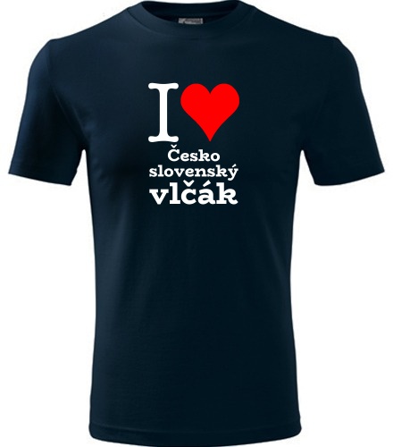 Tmavě modré tričko I love Československý vlčák