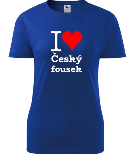 Modré dámské tričko I love Český fousek