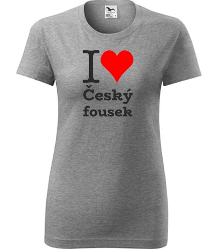 Šedé dámské tričko I love Český fousek