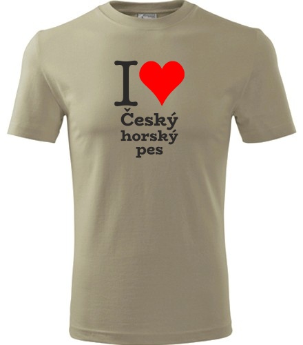 Khaki tričko I love Český horský pes