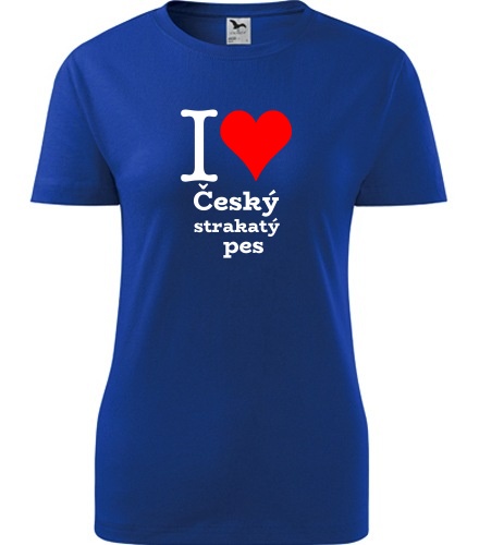 Modré dámské tričko I love Český strakatý pes