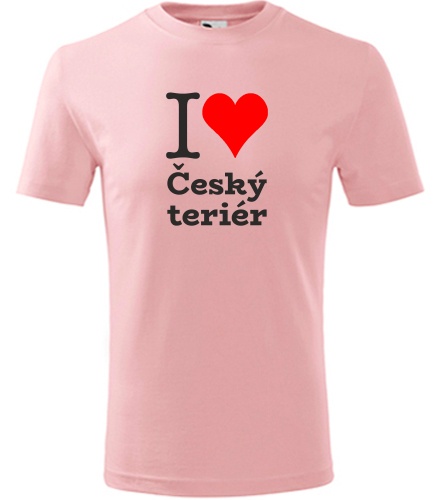 Růžové dětské tričko I love Český teriér