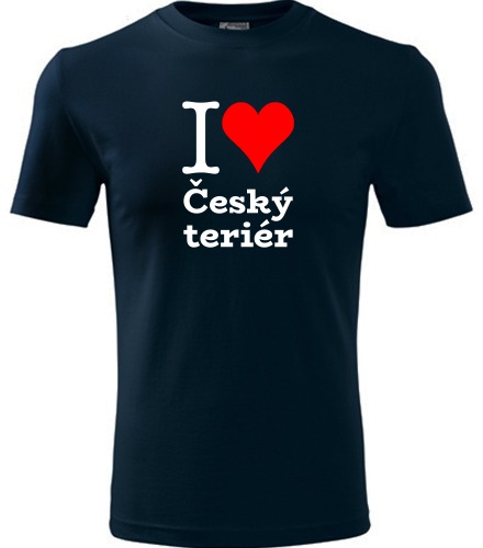 Tmavě modré dětské tričko I love Český teriér