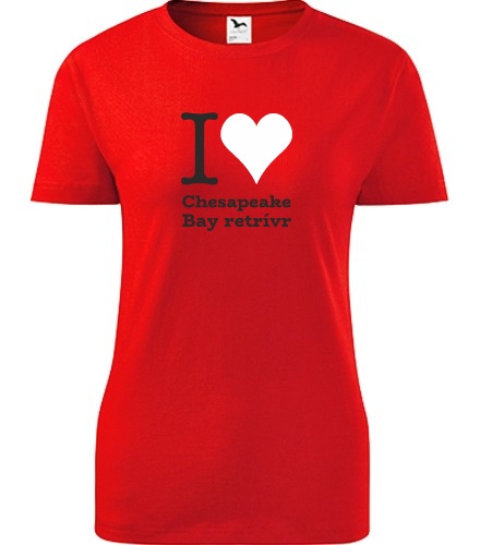 Červené dámské tričko I love Chesapeake Bay retrívr