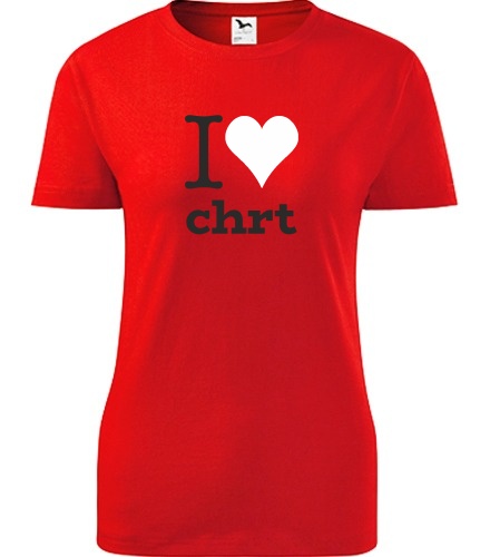 Červené dámské tričko I love chrt