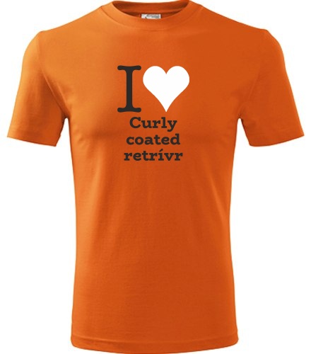Oranžové dětské tričko I love Curly coated retrívr