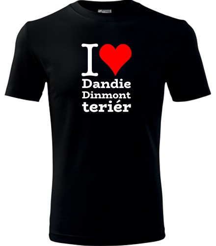 Černé tričko I love Dandie Dinmont teriér
