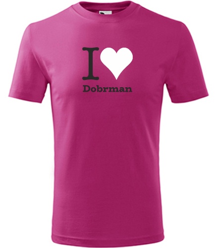 Purpurové dětské tričko I love Dobrman